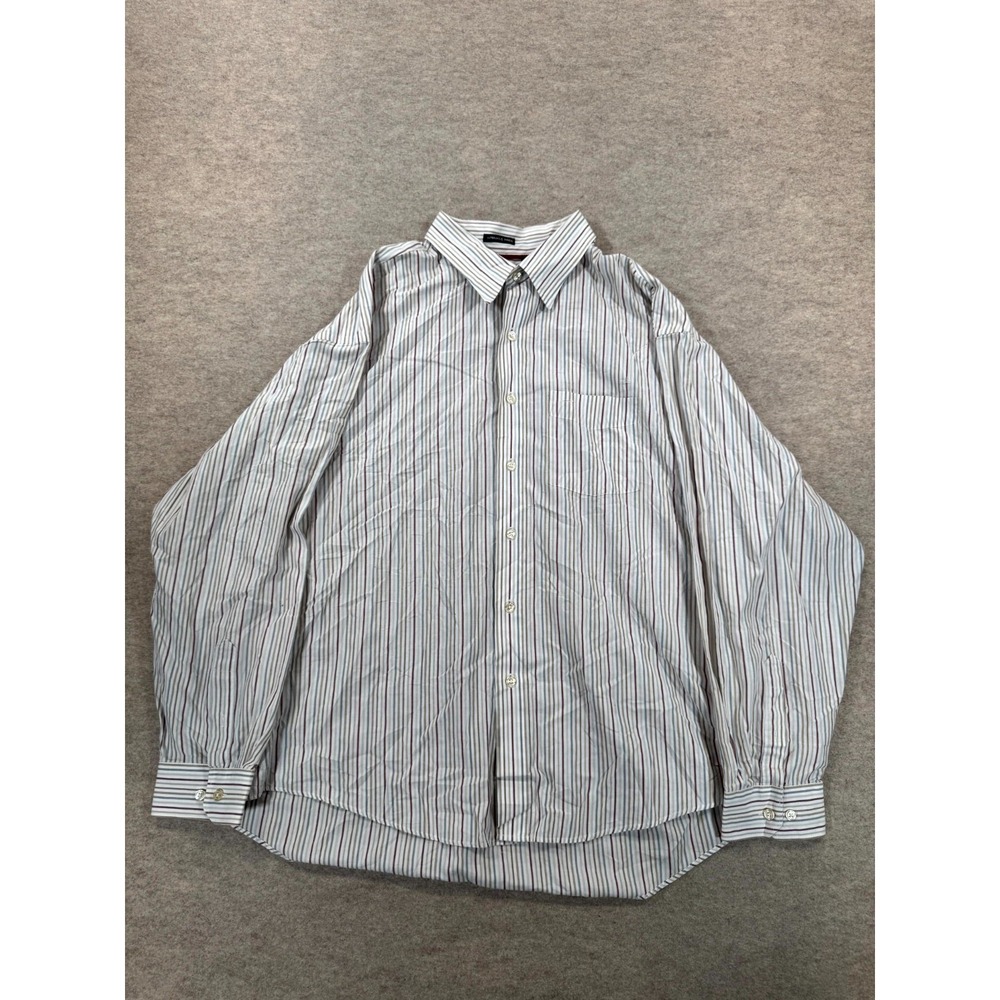 Van Heusen Studio Mens 2XL 18-18.5 Striped Dress Shirt Long Sleeve Multicolor